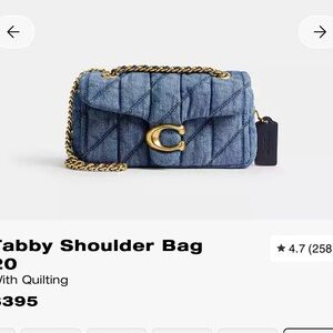 Coach Denim Quilted Shoulder Bag with Gold Chain